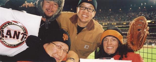 Christopher with Chino, Alex Austin, and Sarah Edelstein at SF Giants Game circa 2010 