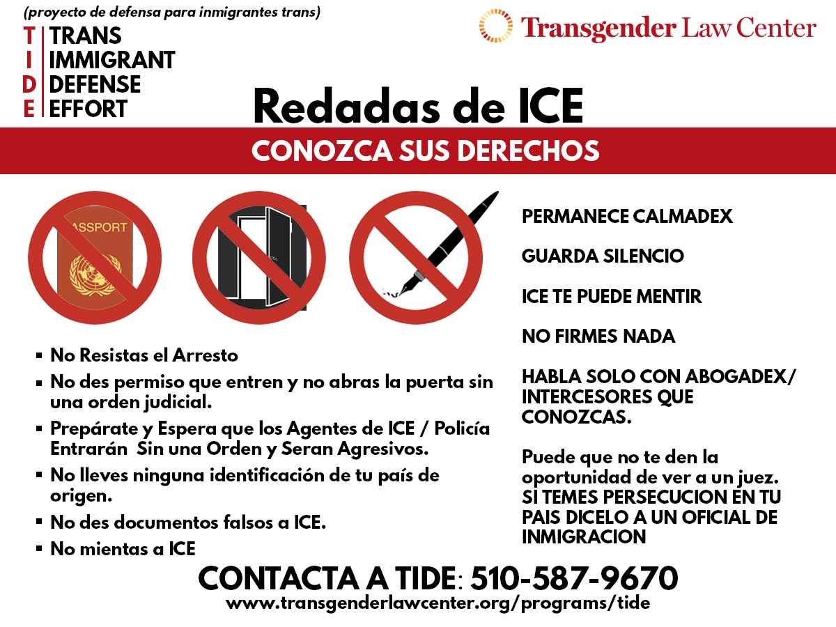 El Centro de Leyes Transgénero (TLC, por sus siglas en ingles) Publica Recursos Para Preparar a Inmigrantes Transgénero para Redadas de ICE
