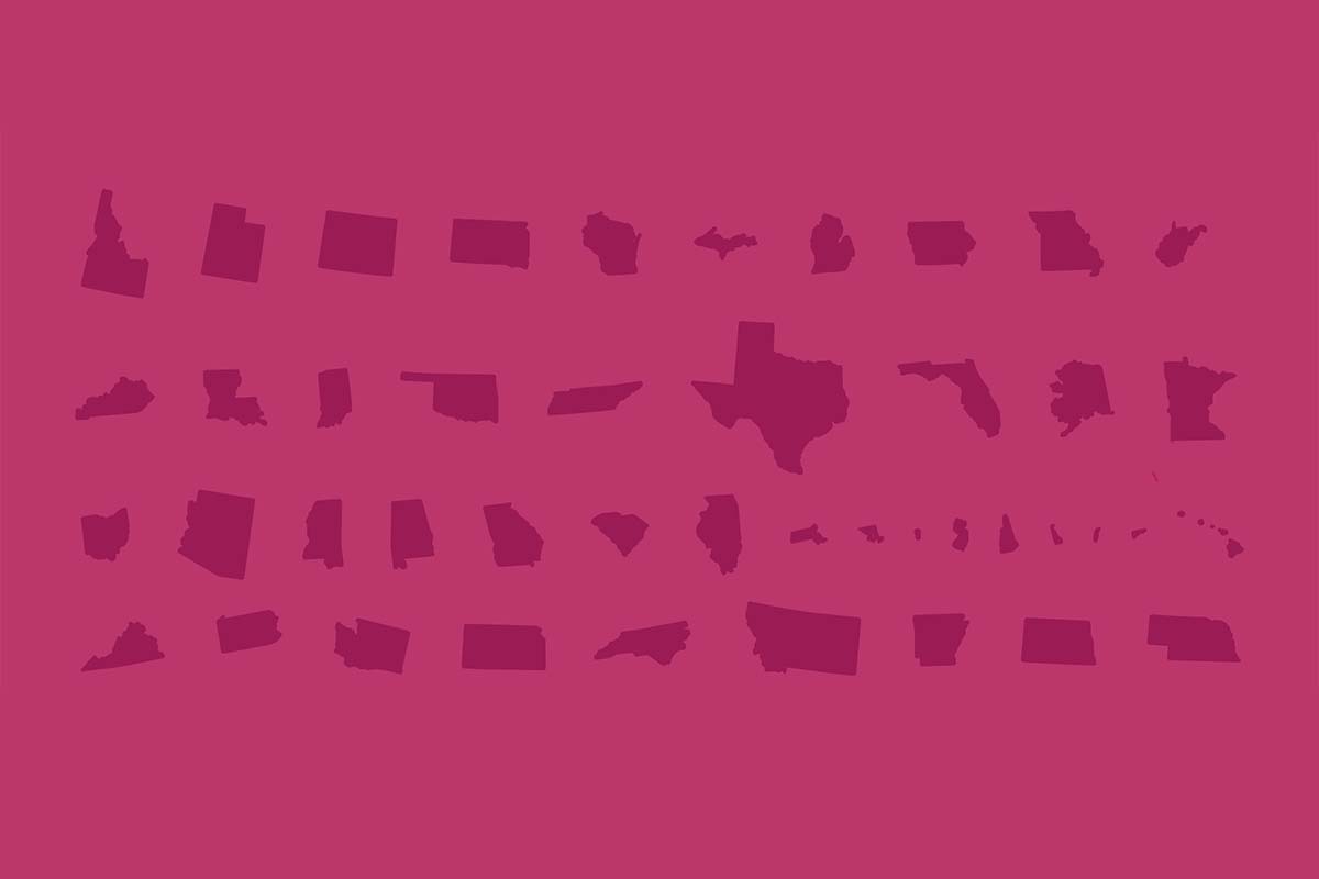 Cut out vector images of USA states.
