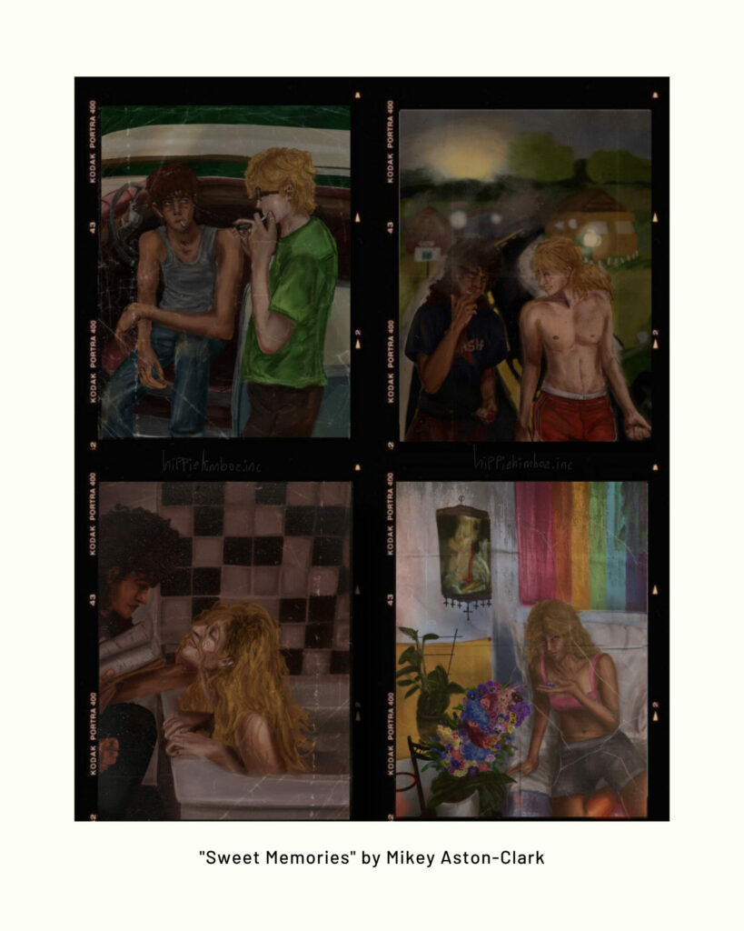 4-quadrant polaroid photos featuring people. "Sweet Memories" by Mikey Aston-Clark.