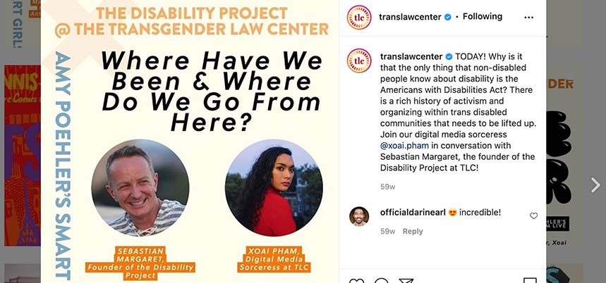 A screenshot of an instagram post advertising a conversation between Xoai Pham and Sebastian Margaret. The event was titled "Where Have We Been and Where Do We Go From Here?"