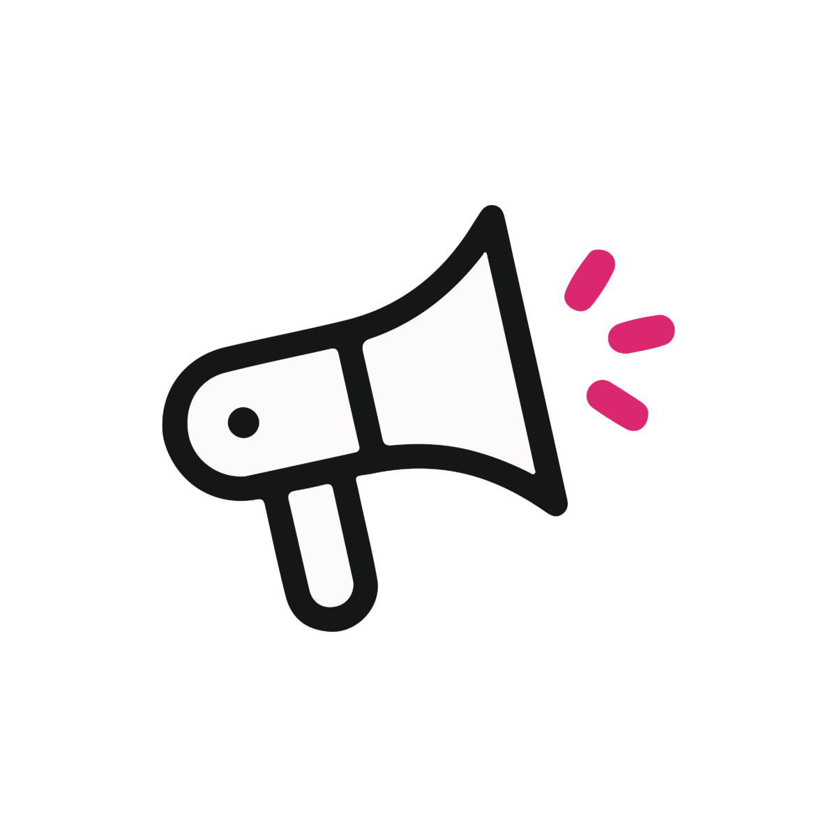 Illustration of a megaphone with pink lines coming out of it